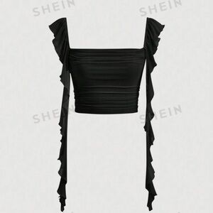 SHEIN women’s lace trim pleated top